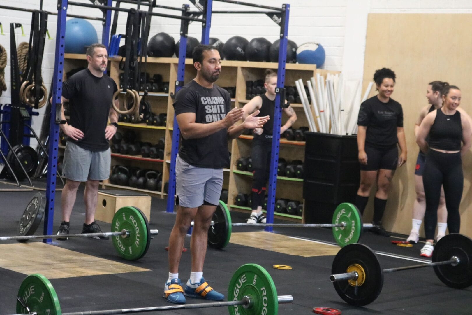 Reach your goals with CrossFit Ireland in Sandyford. Focused Mithun cheering someone on.
