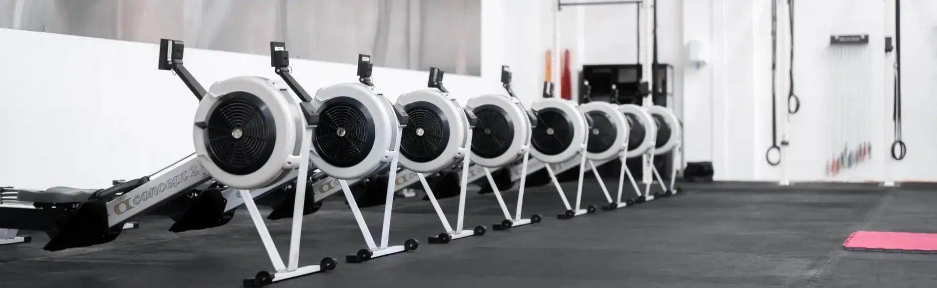 Rowers aligned in a space